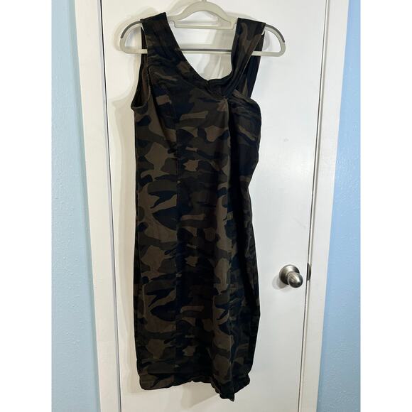 New York & Co Dress Large Camo Asymmetric Bodycon Gorpcore Office Siren Club - Picture 1 of 8